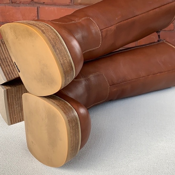 SOLD FRYE Dorian Vintage Y2K Platform Chunky Heel Sole Zippered Brown Boots, 9 - Picture 9 of 14